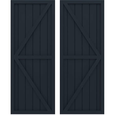 Americraft 6-Board Wood 2 Equal Panel Frmd Board-n-Batten Shutters W/ Dubl Z-Bar, ARW102BF621X49OBH